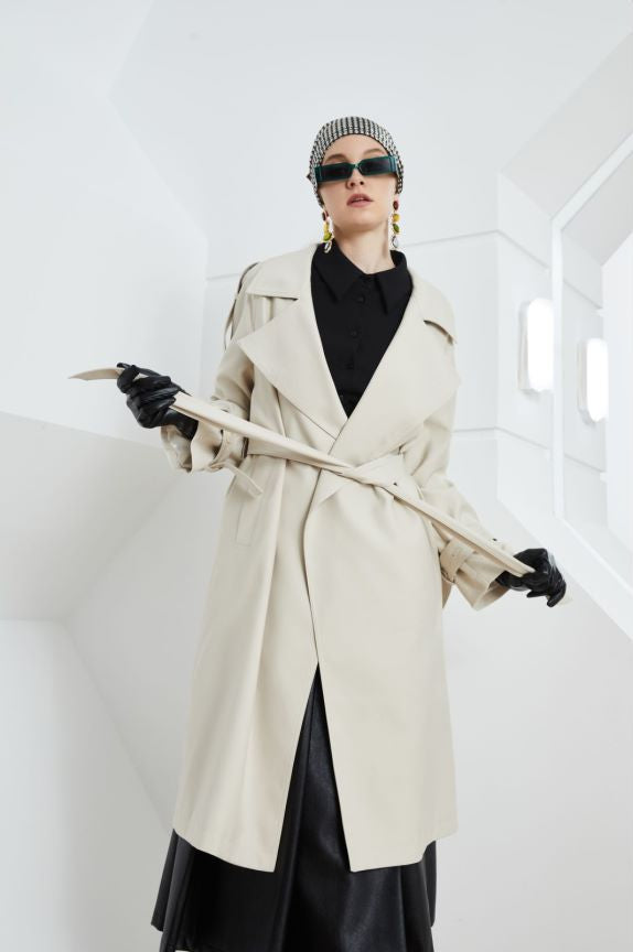 Trench Lace-up Loose Overcoat