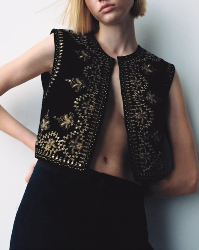 Velvet Embroidered Vest