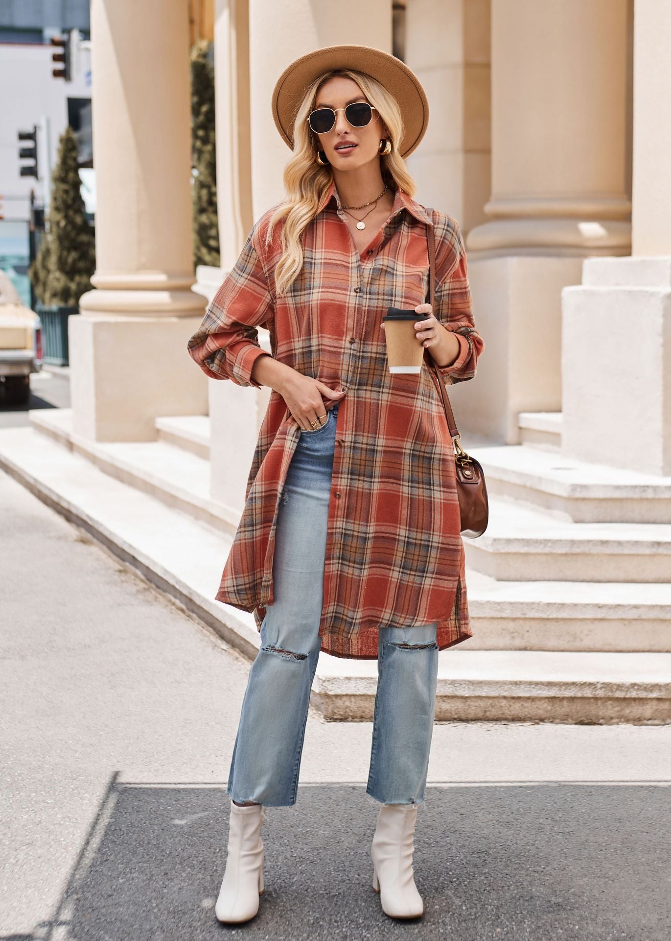Plaid Loose Coat Shirt