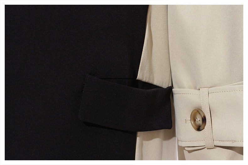 Patchwork Asymmetric Trench Coat Blazer