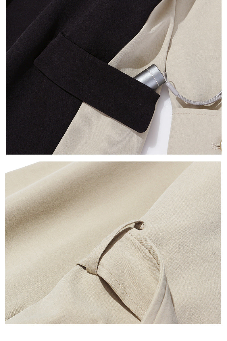 Patchwork Asymmetric Trench Coat Blazer