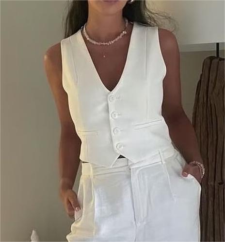 Retro Candy Color V-neck Vest Waistcoat