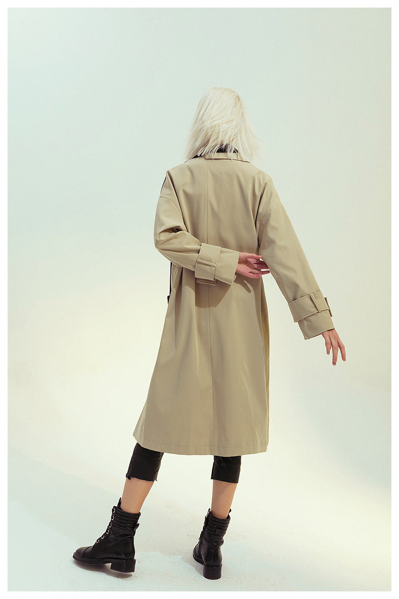 Patchwork Asymmetric Trench Coat Blazer