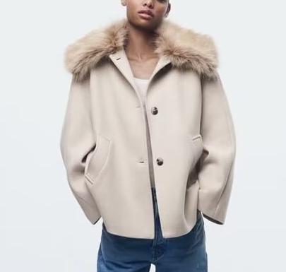 Blended Fur Collar Jacket