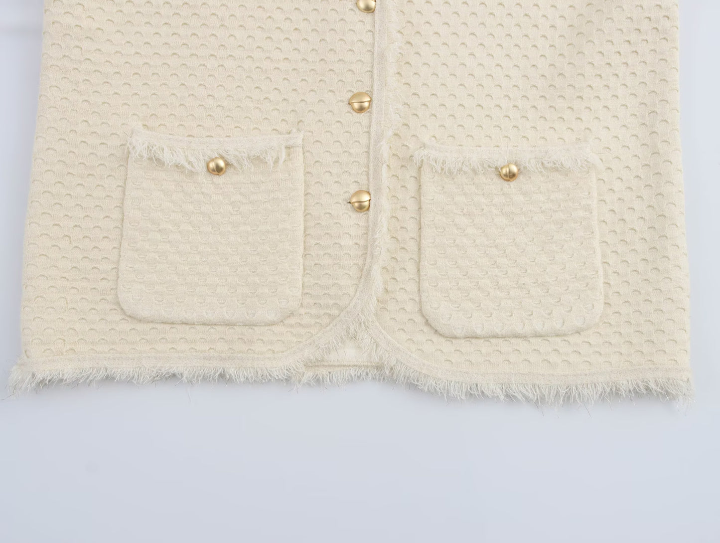 Fringed Knit Sleeveless Vest