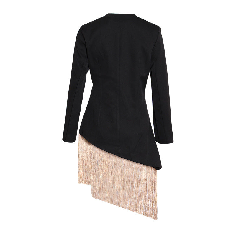 Tassel Trim Embroidered Blazer
