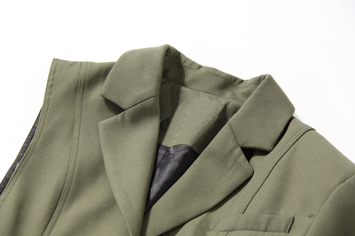 Deconstruction Detachable Wide Shoulder Coat