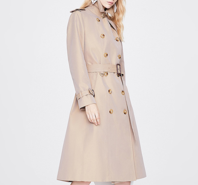 Solid Color Slim Fit Trench Coat