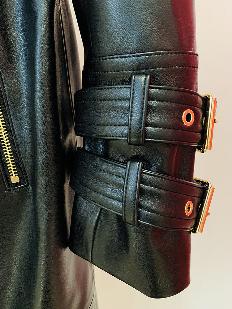 Leather Double Breasted Trench Coat