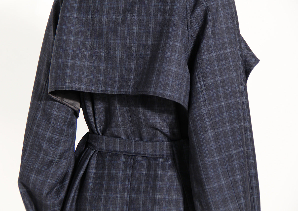Plaid Waist Belt Trench Coat