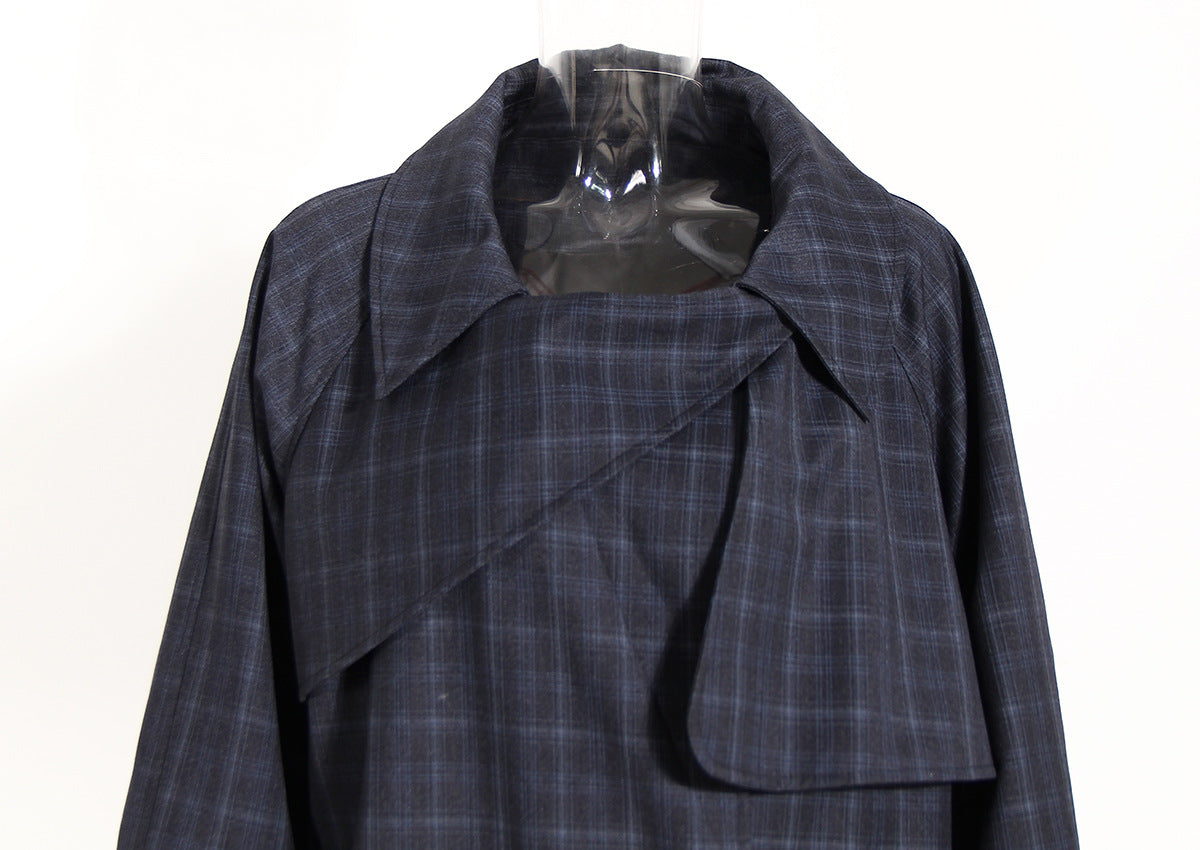 Plaid Waist Belt Trench Coat