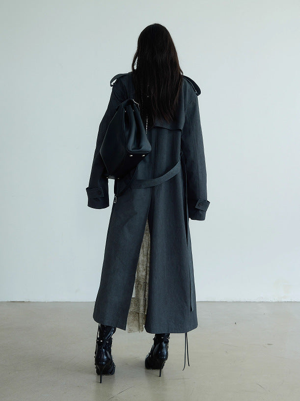 Contrast Color Casual Trench Coat