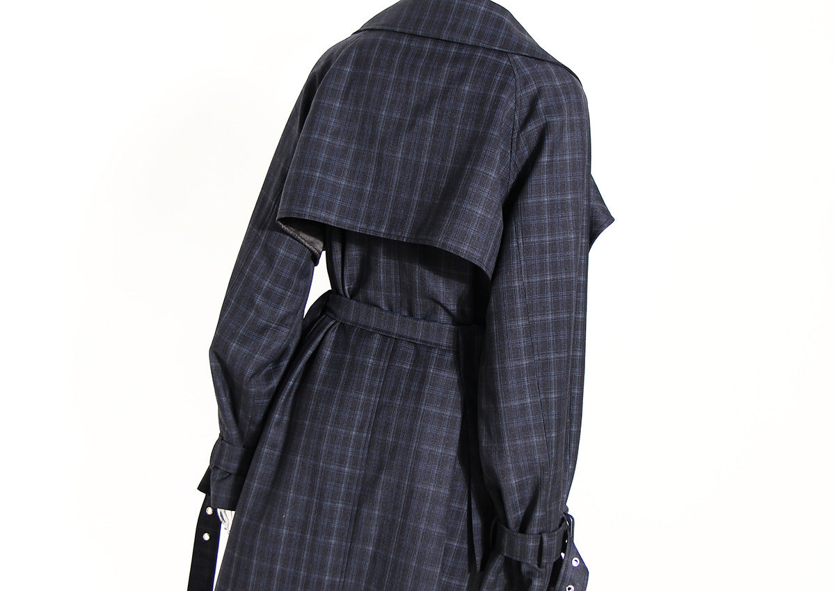 Plaid Waist Belt Trench Coat