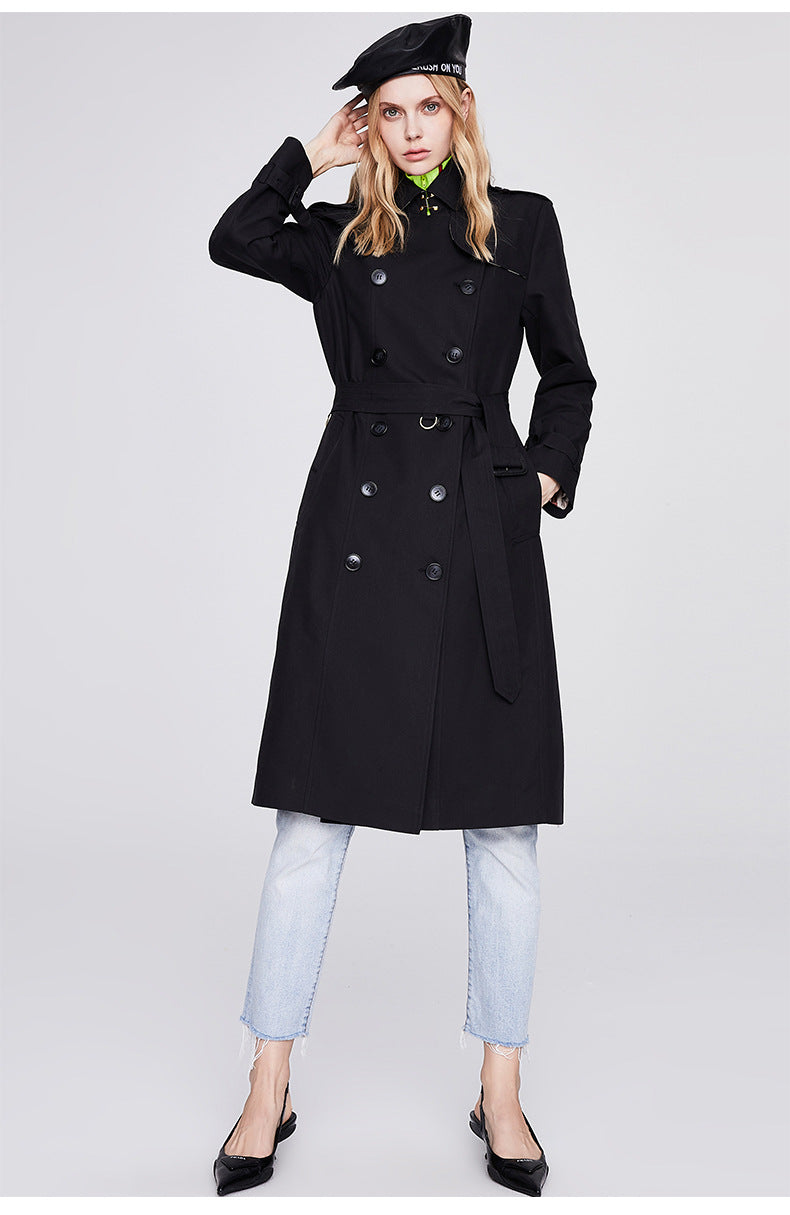 Solid Color Slim Fit Trench Coat