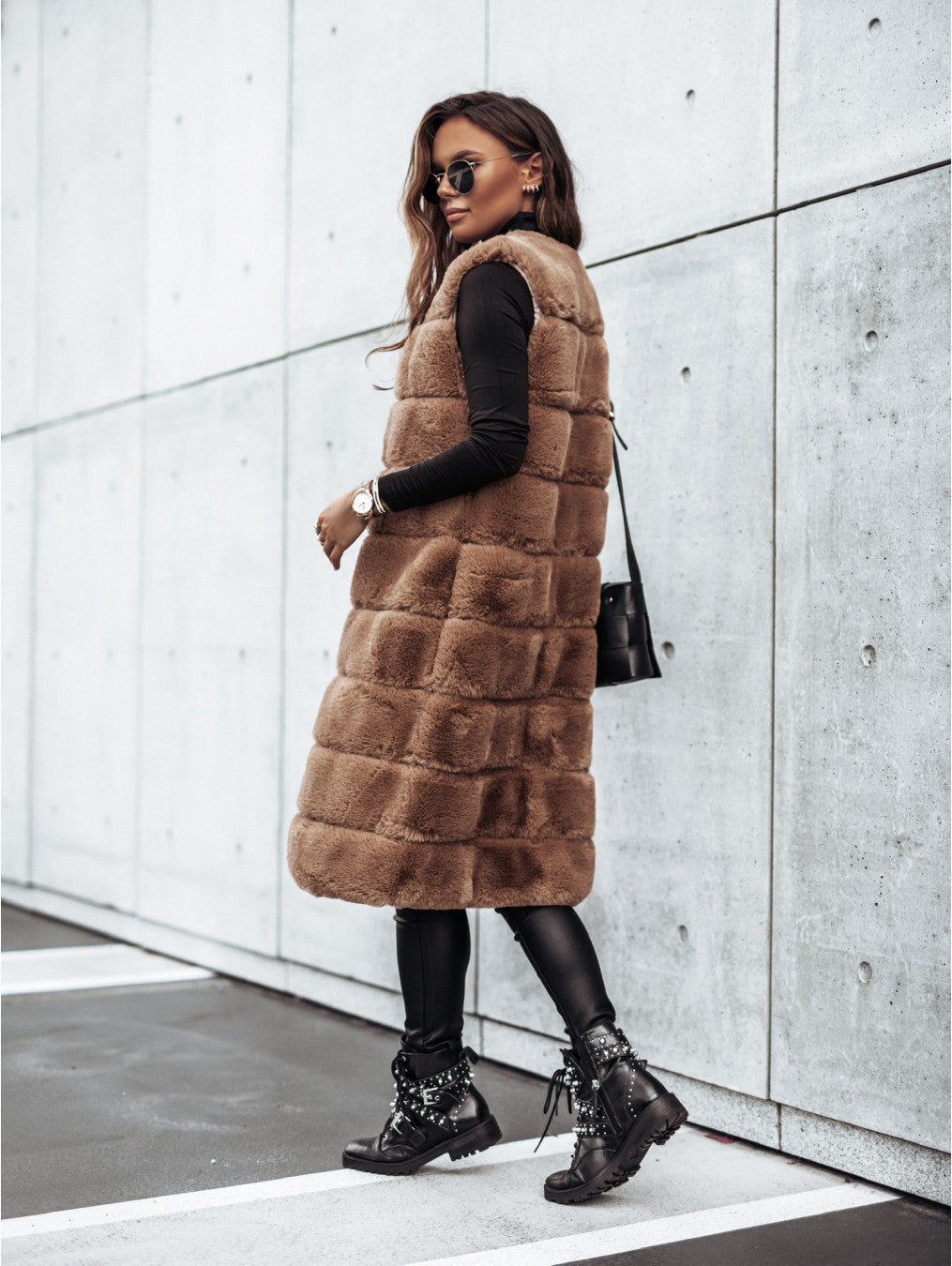 Fur Long Vest Coat