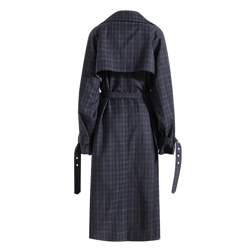 Plaid Waist Belt Trench Coat