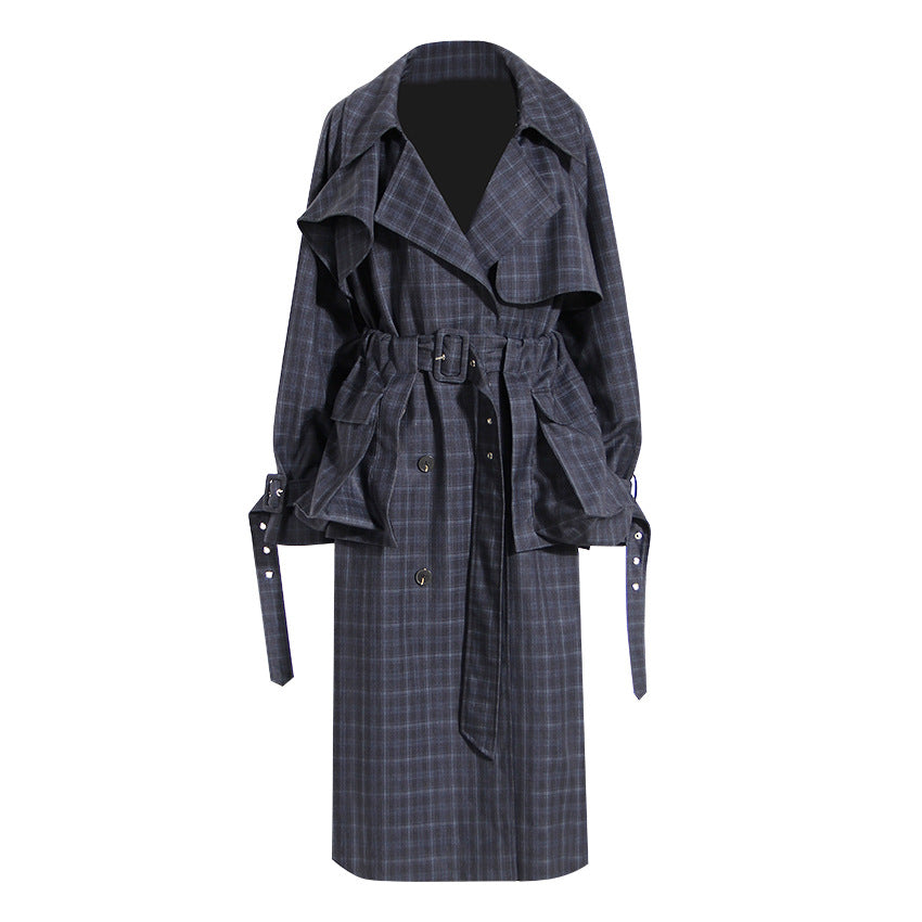 Plaid Waist Belt Trench Coat
