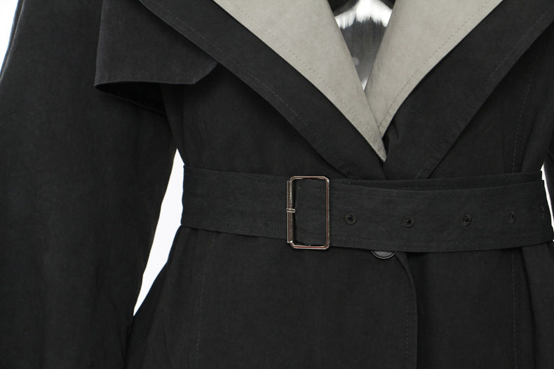 Contrast Color Casual Trench Coat