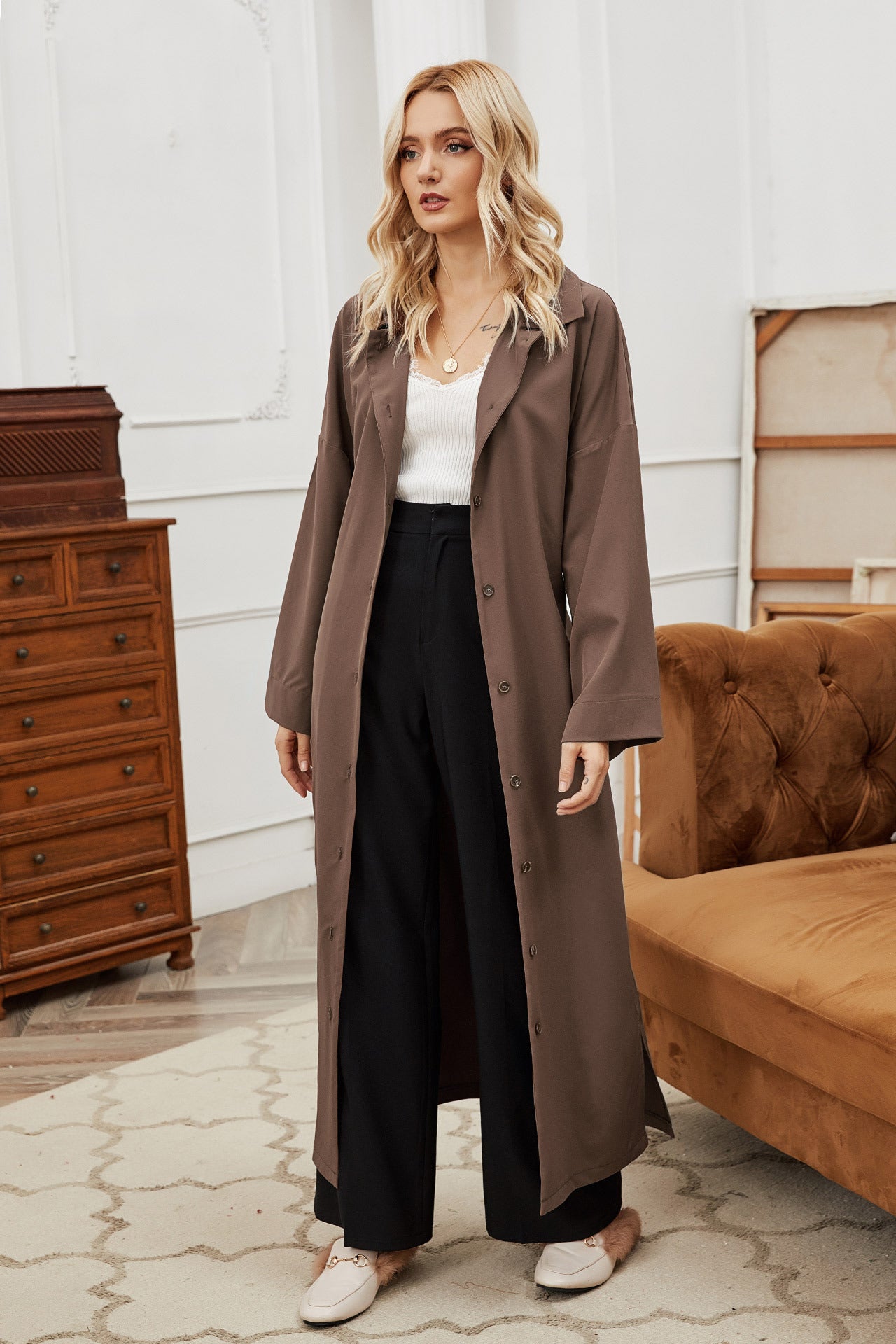 Solid Color Long Coat