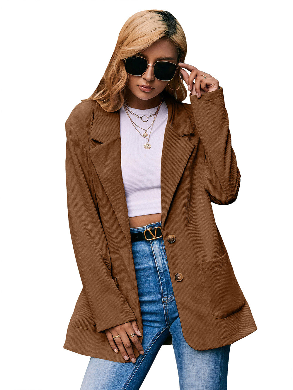 Corduroy Single-Breasted Blazer