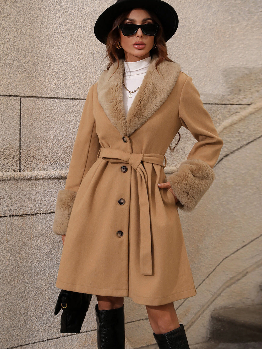Mid Length Collared Trench Coat
