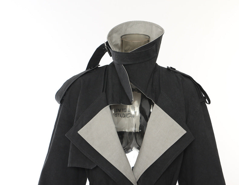 Contrast Color Casual Trench Coat