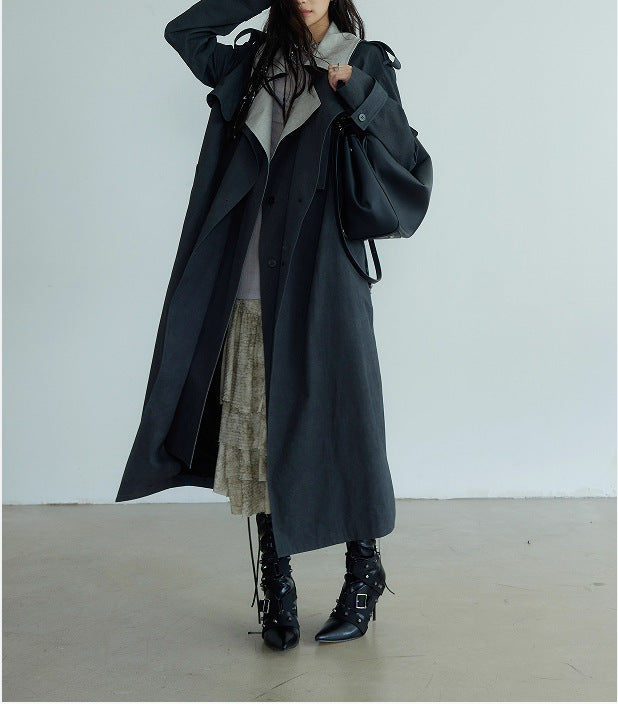 Contrast Color Casual Trench Coat