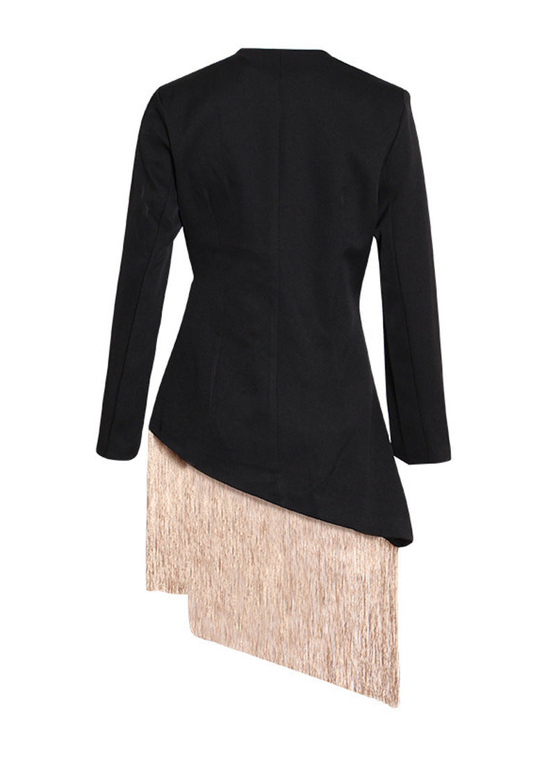 Tassel Trim Embroidered Blazer