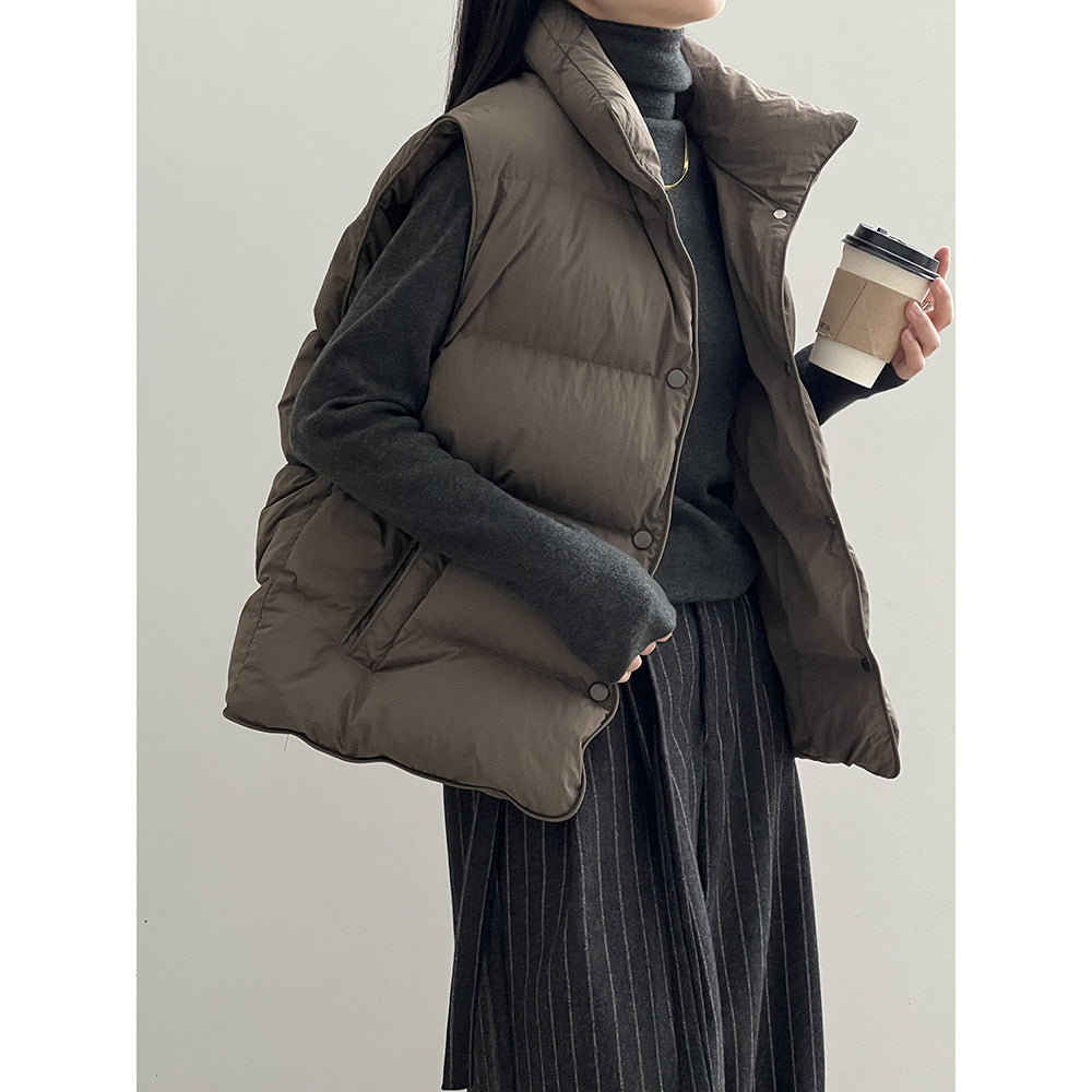 Cotton Stand Collar Loose Vest Jacket