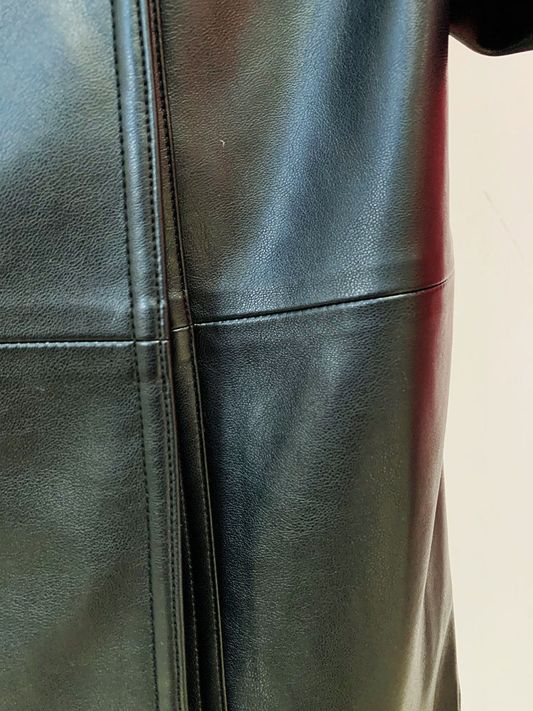 Leather Double Breasted Trench Coat