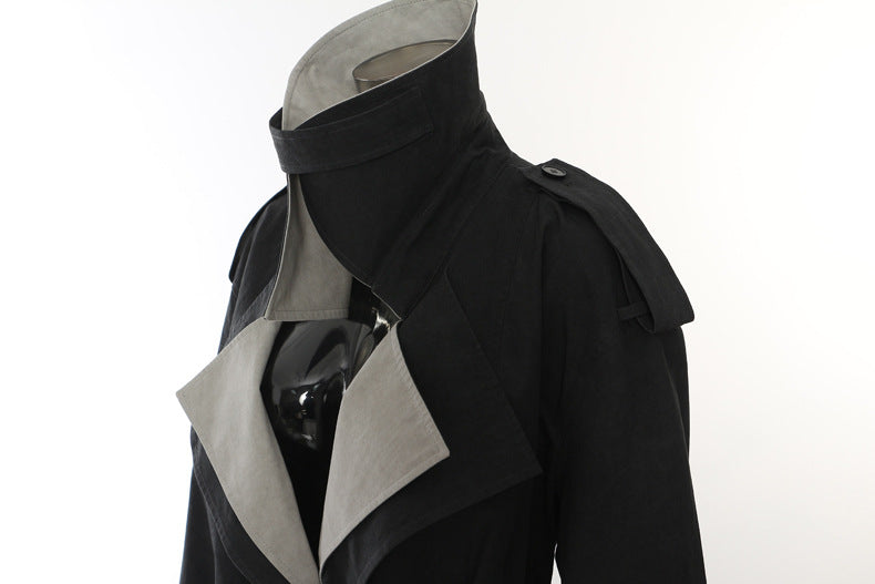 Contrast Color Casual Trench Coat