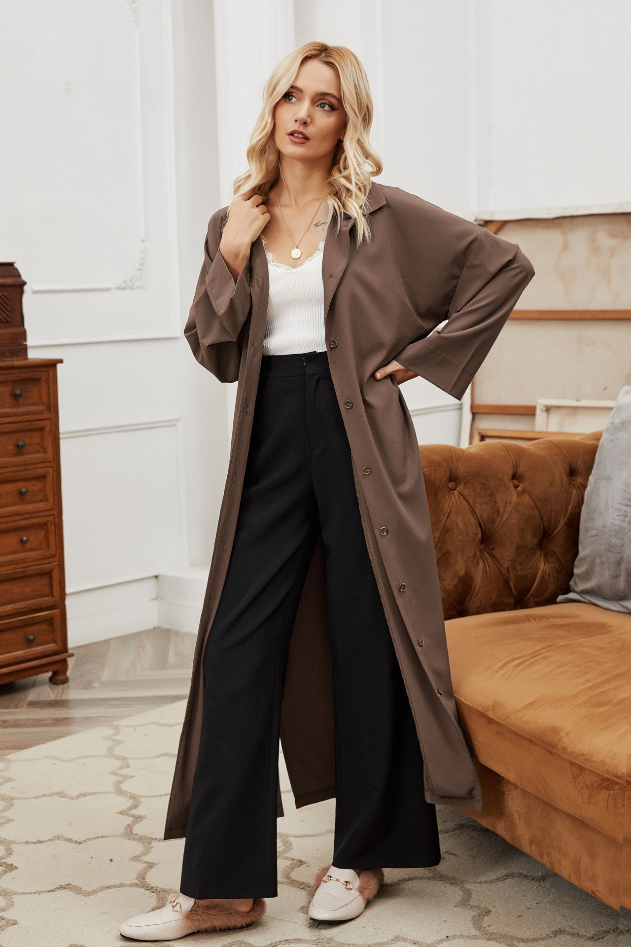 Solid Color Long Coat