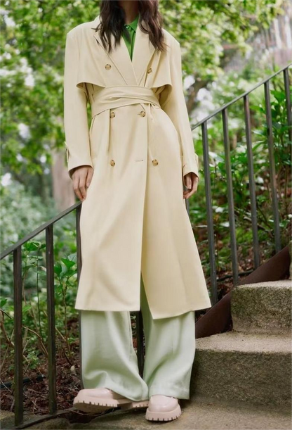 Faux Leather Belt Windbreaker Trench Coat