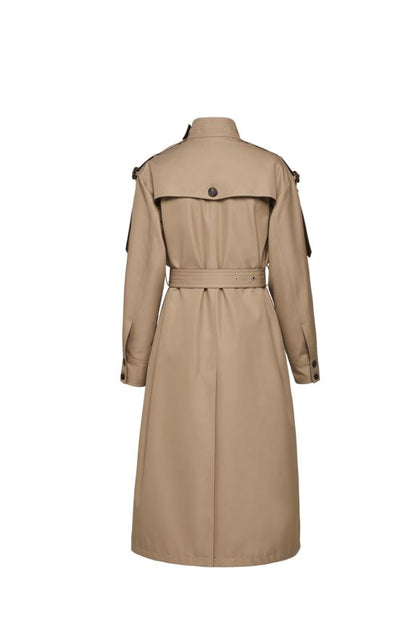 Leather Patchwork Two-Color Trench Coat