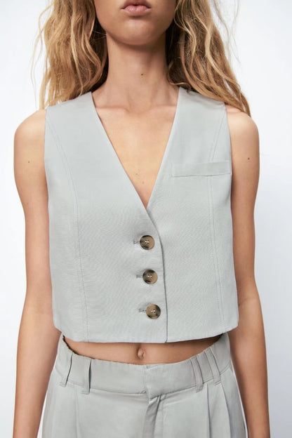 Solid Color Slim Fit Strap Vest