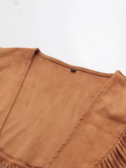 Suede Tassel Cardigan Vest Top