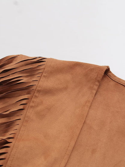 Suede Tassel Cardigan Vest Top