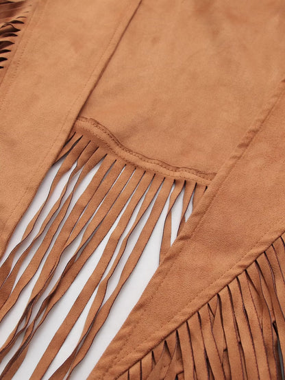 Suede Tassel Cardigan Vest Top