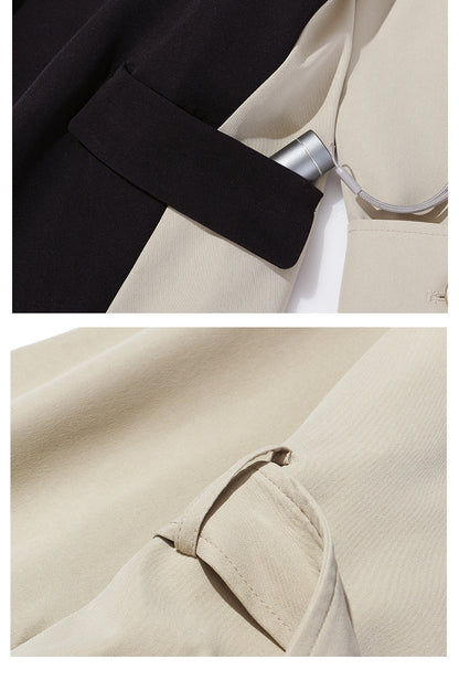 Patchwork Asymmetric Trench Coat Blazer