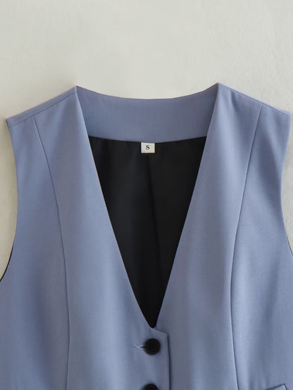 Retro Candy Color V-neck Vest Waistcoat