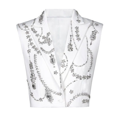 Rhinestone Sleeveless Business Vest