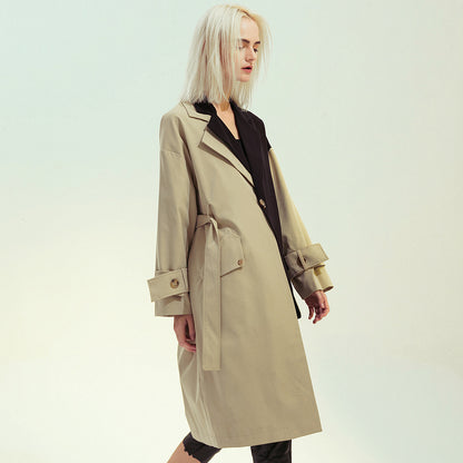 Patchwork Asymmetric Trench Coat Blazer