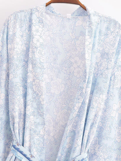 Rayon Printed Loose Kimono Coat