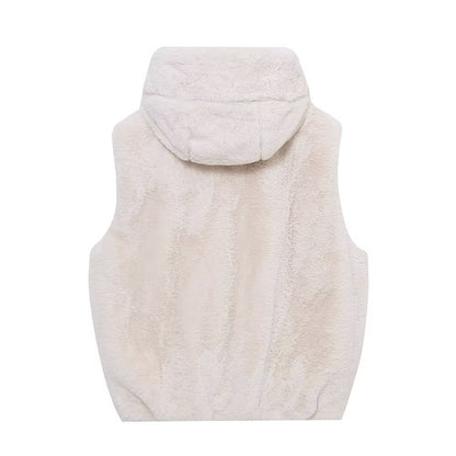 Faux Fur Hooded Vest Top