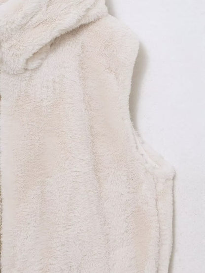 Faux Fur Hooded Vest Top