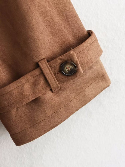 Double Button Long Trench Coat Jacket