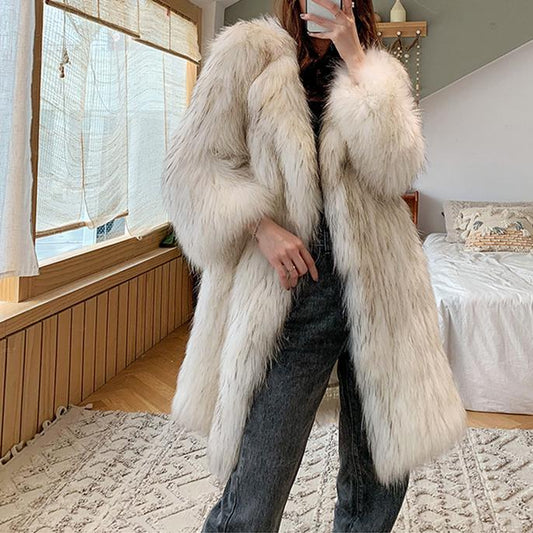 Raccoon Fur Loose Trench Coat