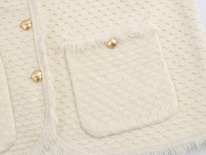 Fringed Knit Sleeveless Vest
