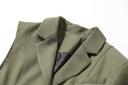 Deconstruction Detachable Wide Shoulder Coat