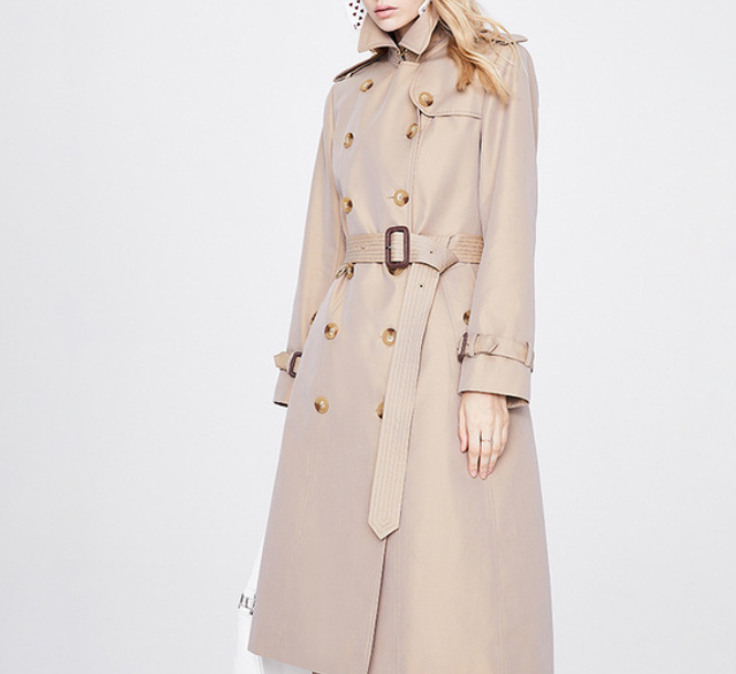 Solid Color Slim Fit Trench Coat